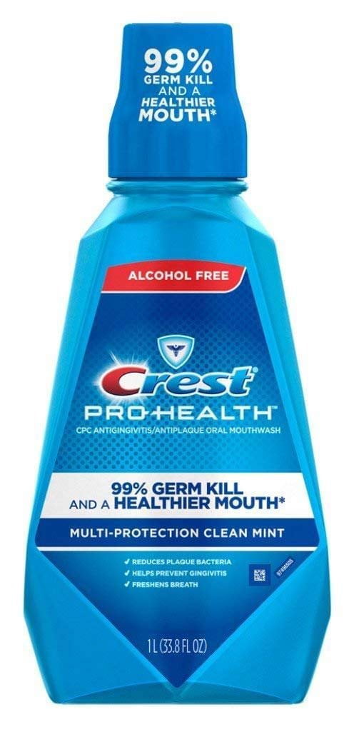 2 Pack Crest Pro-Health Multi-Protection Alcohol Free Rinse 1L, Refreshing Fresh Mint