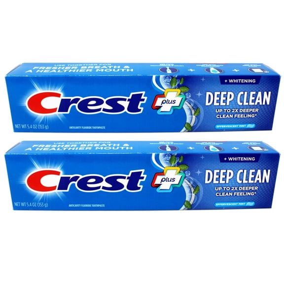 2 Pack - Crest Whitening Plus Deep Clean Toothpaste, Effervescent Mint, 5.4 OZ
