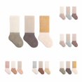 thumbnail image 1 of 2 Pack Crew Socks for Newborn Kids Size 0-5 Years Toddlers Boys & Girls Thickened Thermal Color-Block Stretchy Warm Boot Sock, 1 of 7
