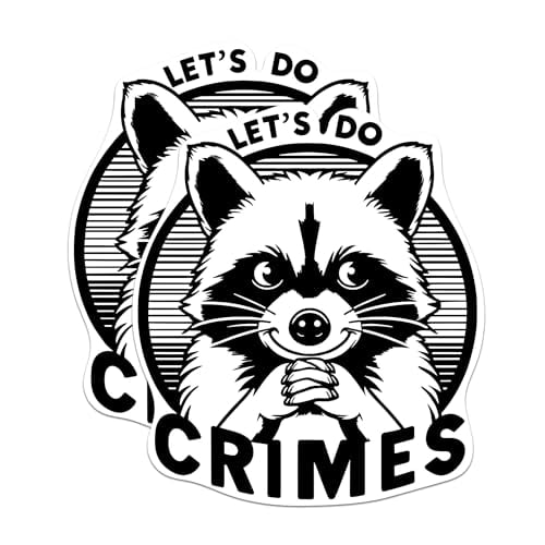 (2 Pack) Let's Do Crimes Magnets - Funny Mischievous Misbehaving Criminal Raccoon Magnet - 5" On Longest Side - Premium Magnet - for Cars, Refrigerators, Toolboxes, Lockers - Made in USA - MAG0579
