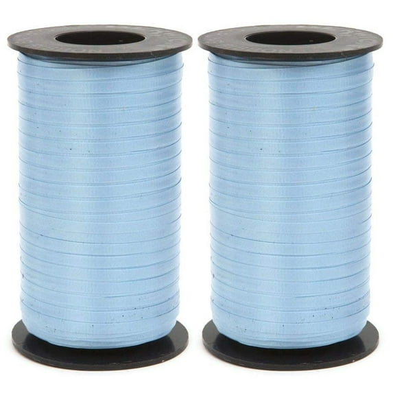 2-Pack - Crimped Curling Ribbon 3/16" Wide X 500 Yards-Light Blue Splendorette