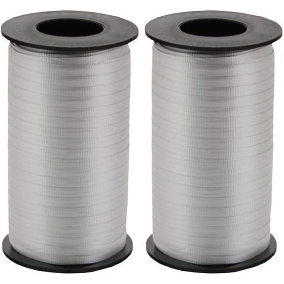2-Pack - Crimped Curling Ribbon 3/16" Wide X 500 Yards - Silver Splendorette