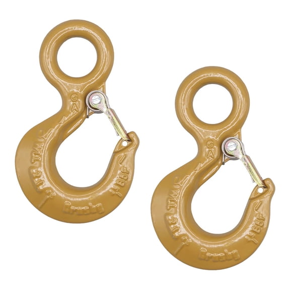 2 Pack Crosby 2 Ton Eye Hook with Safety Latch 4000 lbs WLL, Alloy Steel, Stock #1022402, L-320AN, Compatible with G80/G100 3/8" Chains Forged Hook for Lifting & Rigging