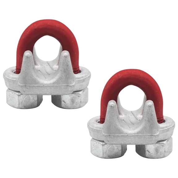 2 Pack Crosby 3/8" Forged Wire Rope Clip G-450, 1010097, U-Bolt Clamp with Saddle & Nuts Galvanized Red Clip for Cable, Loop, Sling Termination Use