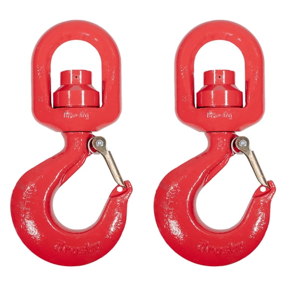 2 Pack Crosby L-3322B Swivel Hook with Bearing & Latch - 24,200 LBS Working Load Limit - Alloy Steel, Red Painted Forged Steel Swivel Lifting Hook - 1028609