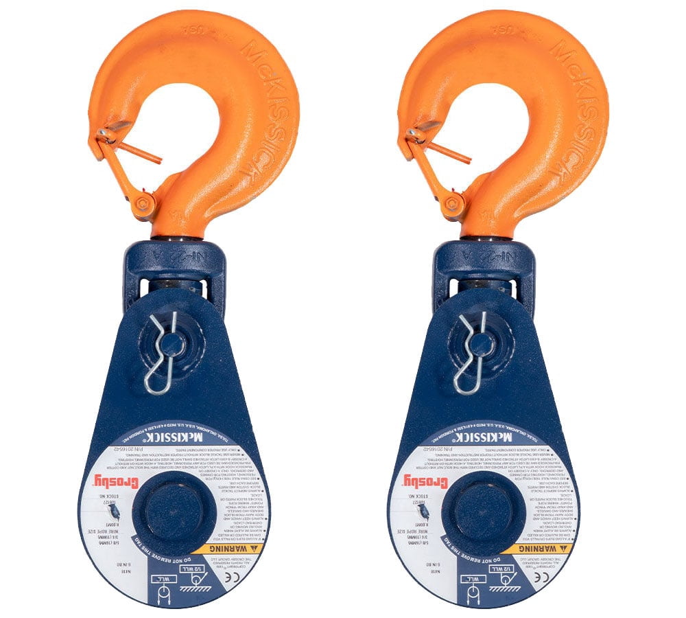 Wire Roll Block 2 Pack Crosby McKissick 418 Snatch Block with Swivel Hook WLL 2 Ton 3 ...