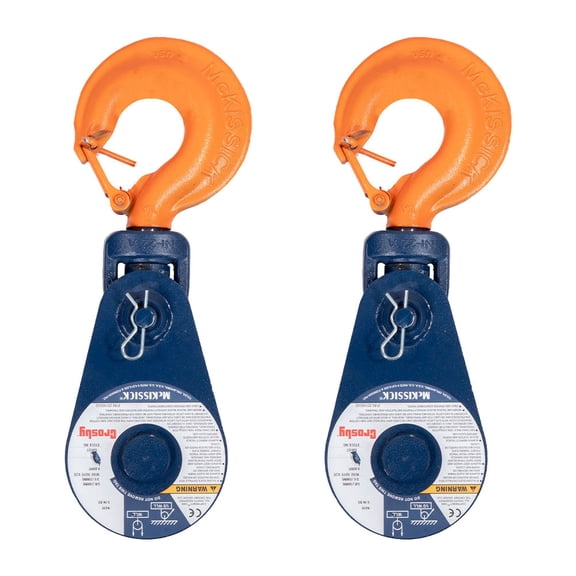 2 Pack Crosby McKissick 419 Snatch Block with Swivel Hook WLL 2 Ton 3" Sheave 5/16" & 3/8" Wire Rope Wrecker Roll Back Recovery, BB Bearing Code - 109091