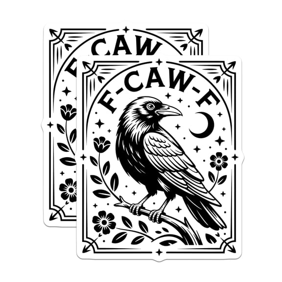 (2 Pack) Crow Stickers - Raven Stickers - Gothic Stickers - Bird Stickers - 5" On Longest Side - Sticks to Smooth Flat Surfaces - Made in USA - BMCS14884