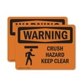 thumbnail image 1 of (2 Pack) Crush Hazard Keep Clear With Symbol OSHA Warning Sign 24 Inch X 18 Inch Indoor / Outdoor Rust-Free Aluminum Metal Signs for Workplace, Workshop, and Construction Site, Made in, 1 of 8