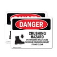 thumbnail image 1 of (2 Pack) Crushing Hazard Outriggers Stand Clear OSHA Danger Sign 18 Inch X 12 Inch Plastic Sign, Weather Resistant, UV Protected for Workplace, Business, and Construction Site, Made in, 1 of 8