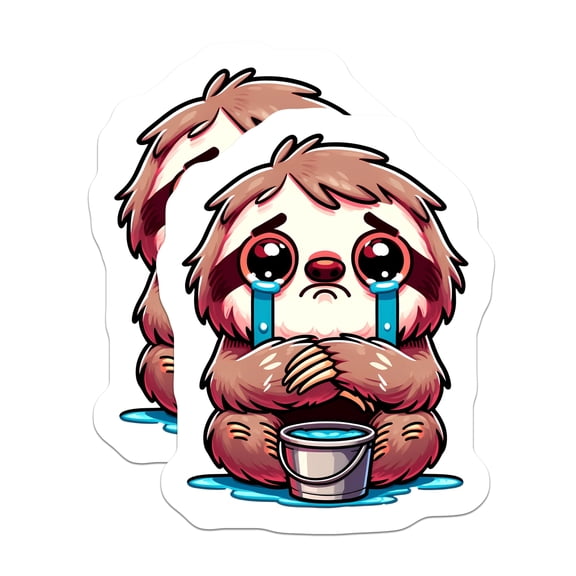 (2 Pack) Crying Sloth Magnets - Kawaii Sad Animal Decor - Emotional Sloth Art - Fridge Locker Office Decor - 5 Inches On Longest Side - Thick Durable Magnet - Made in USA - MAG22738