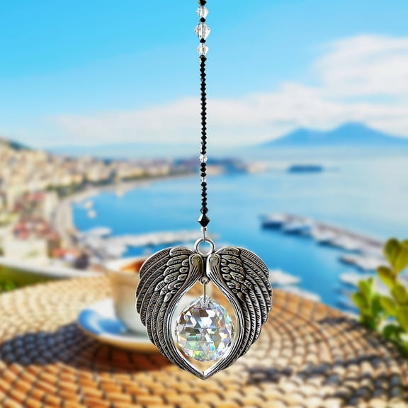 2-Pack Crystal Angel Suncatcher Prism Wind Chime with Rainbow Refraction Effect Hanging Window or Garden Decor for Peaceful Ambiance