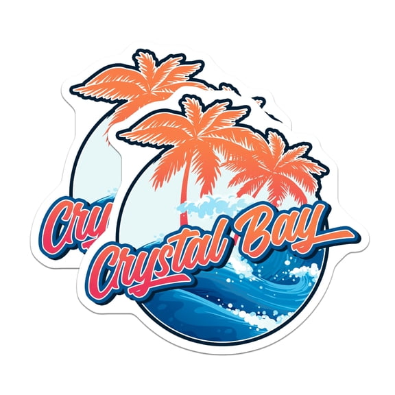 (2 Pack) Crystal Bay Magnets - Tropical Palm Tree Ocean Wave Beach Decor - Coastal Aesthetic Souvenir - 5 Inches On Longest Side - Thick Durable Magnet - Made in USA - MAG19449