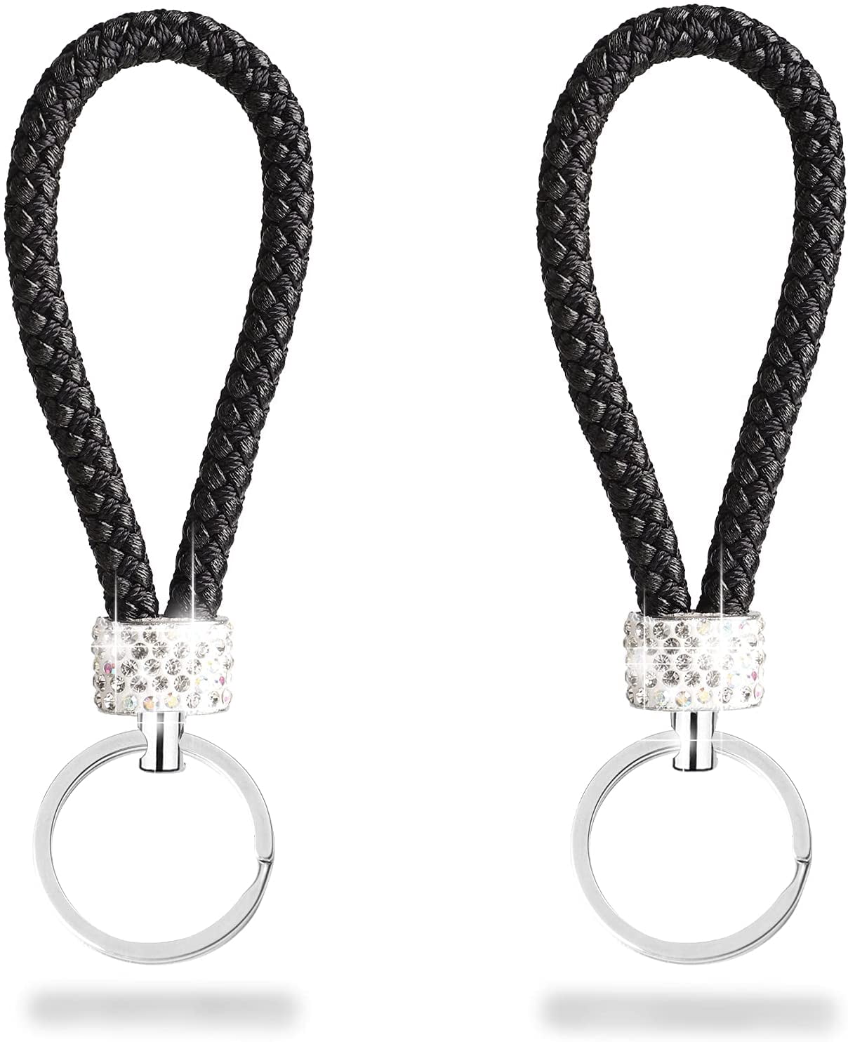 XCHIN 2-Pack Wrist Lanyard Key Holders - Short Strap With Hook For Car Keys, Black