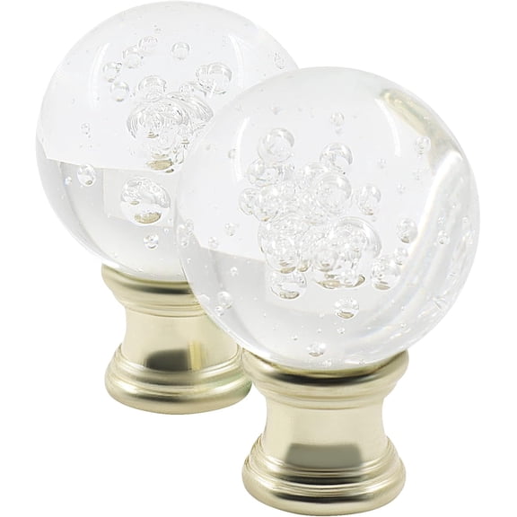 2 Pack Crystal Lamp Finials Decorative, 1/4-27 Inch Base Threaded, Elegant Cap Knob for Indoor Lamp Top OrnamentsGold Base)