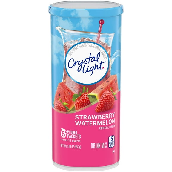 2 Pack-Crystal Light Strawberry Watermelon Drink Mix (6 Pitcher Packets) Packaing mayvary