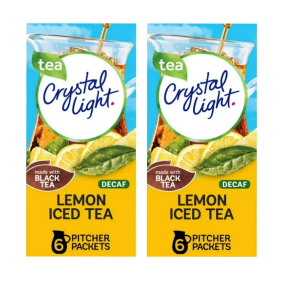 (2 Pack) Crystal Light Unsweetened Decaf Lemon Iced Tea Drink Mix 6-Count Pitcher Packs