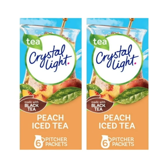 (2 Pack) Crystal Light Unsweetened Peach Iced Tea Drink Mix 6-Count Pitcher Packets