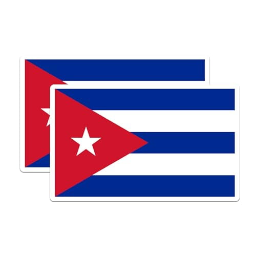 (2 Pack) Cuba World Flag Stickers - Cuban Pride - 5 Inches On Longest Side - Premium Vinyl - Choose from Over 200 Countries - for Cars, Trucks, Skateboards, Laptops - Made in USA - BMCS0854