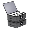 thumbnail image 1 of Aokeyee 2 Pack Cup and Mug Storage Box Hard Shell Holds 24 Coffee Mugs Glasses Stackable Organizers with Lid Handles Zippers Label for Moving Gray, 1 of 7