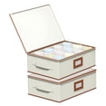 thumbnail image 1 of Aokeyee 2 Pack Cup and Mug Storage Box Hard Shell Holds 24 Coffee Mugs Glasses Stackable Organizers with Lid Handles Zippers Label for Moving Ivory, 1 of 7