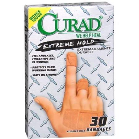 2 Pack - Curad Extreme Hold Bandages Assorted Sizes 30 Each