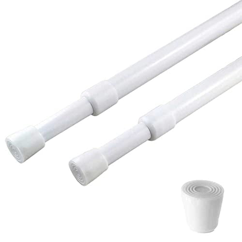 2 Pack Curtain Rod Adjustable 28-43 Inches,5/8" Diameter,White,Small Short Expandable Spring Loaded Tension Rods For Window,Bathroom,Cupboard,Kitchen
