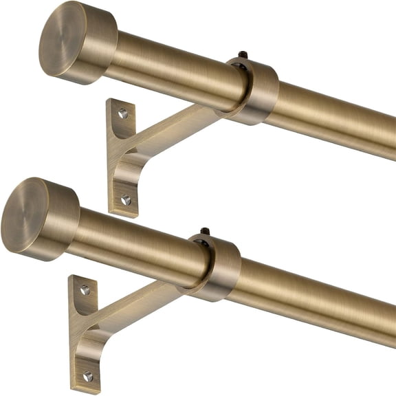 2-Pack Curtain Rod for Windows 48-84",Adjustable Window Curtain Rods with Premium Aluminum End Cap Finials and Full Surround Brackets,3/4"(0.062Feet) Diameter,Antique Bronze Drapery Rods for Curtains