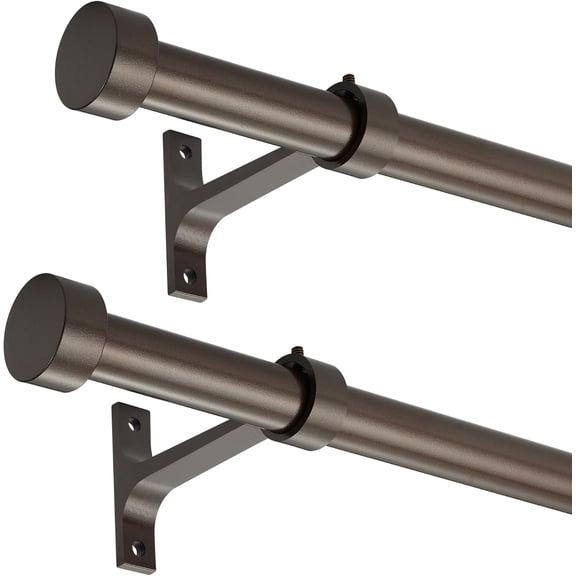 2-Pack Curtain Rod for Windows 72-144",Adjustable Window Curtain Rods with Premium Aluminum End Cap Finials and Full Surround Brackets,7/8"(0.073Feet) Diameter,Dark Bronze Drapery Rods for Curtains