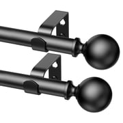 2 Pack Curtain Rods 28-48 Inch, 57-inch Rod Adjustable Length Heavy Duty, Decorative Finials Diameter 7/8 inch, Black