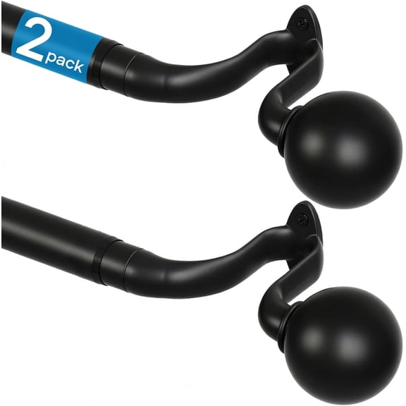 2 Pack Curtain Rods 48-86 Inch Wrap Around Adjustable Window Rod for Blackout - 1 Inch Black Decorative Curtain Rods with Enhanced Light Blocking & Stylish Design for Bedroom/Living Room