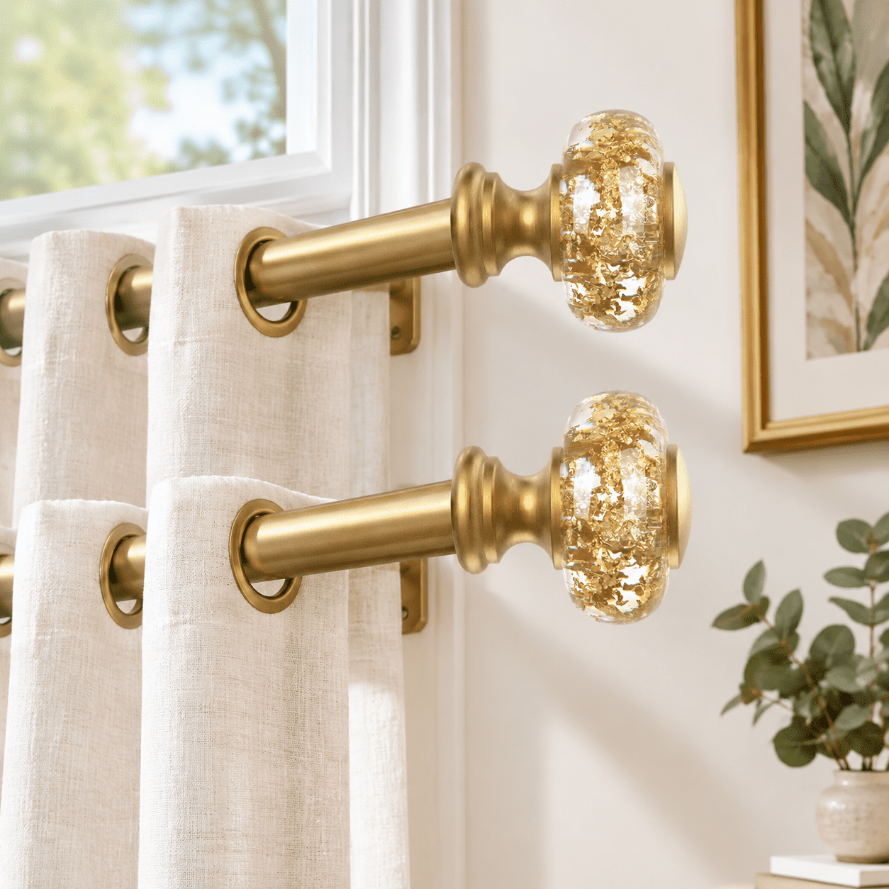 2 Pack Curtain Rods For Windows 32-72 Inch: 1 Inch Adjustable Drapery ...