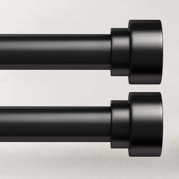 2 Pack Curtain Rods for Windows 28 to 48, 1 Inch Adjustable Black Heavy Duty Window Curtain Rod for Bedroom Living Room, Modern Drapery Rods with End Caps, Size 32"-60"