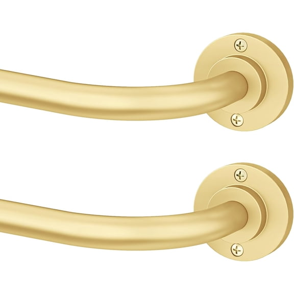 2 Pack Curtain Rods for Windows 28 to 48 inch, 5/8 Inch Gold Curtain Rod, Adjustable Wrap Around Curtains Rod, Blackout Curtains Rods, Metal Room Darkening Curved Cafe Small Drapery Pole, Gold