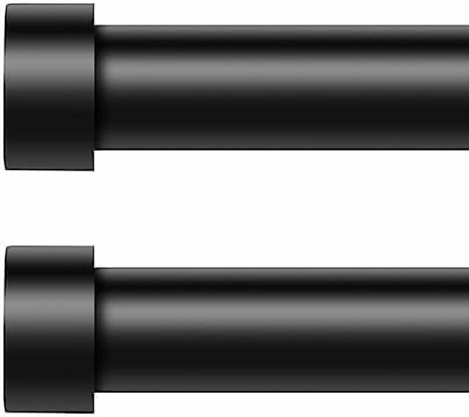2 Pack Curtain Rods for Windows 48 to 84 Inch(4-7 Feet),Black 1'' Diameter Drapery Rods with End Cap Style Design,Modern Adjustable Heavy Duty Curtain Rod,Size:36''-88''