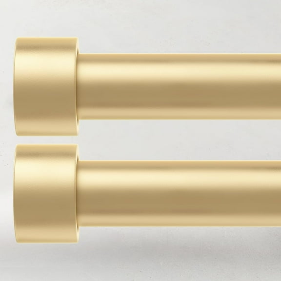 2 Pack Curtain Rods for Windows 48 to 84 Inch(4-7ft), 1 Inch Gold Adjustable Heavy Duty Curtain Rod Set, Modern Style Outdoor Drapery Rods for Patio Bedroom, Size 32"- 90"