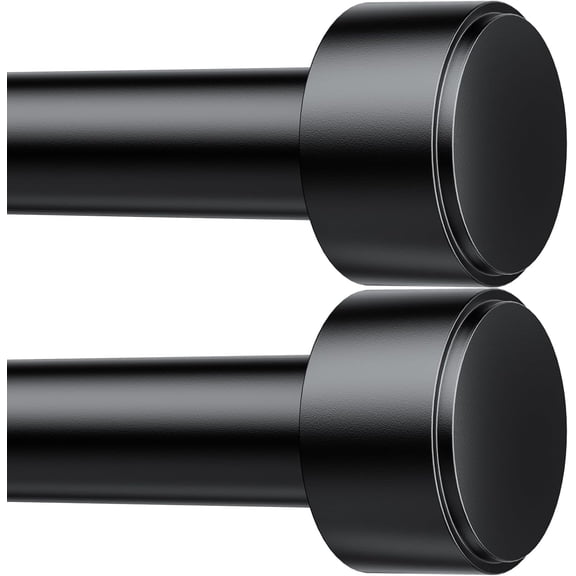 2 Pack Curtain Rods for Windows 32-60 Inch, 1 Inch Adjustable Black Curtain Rod Set with Brackets, Easy Install