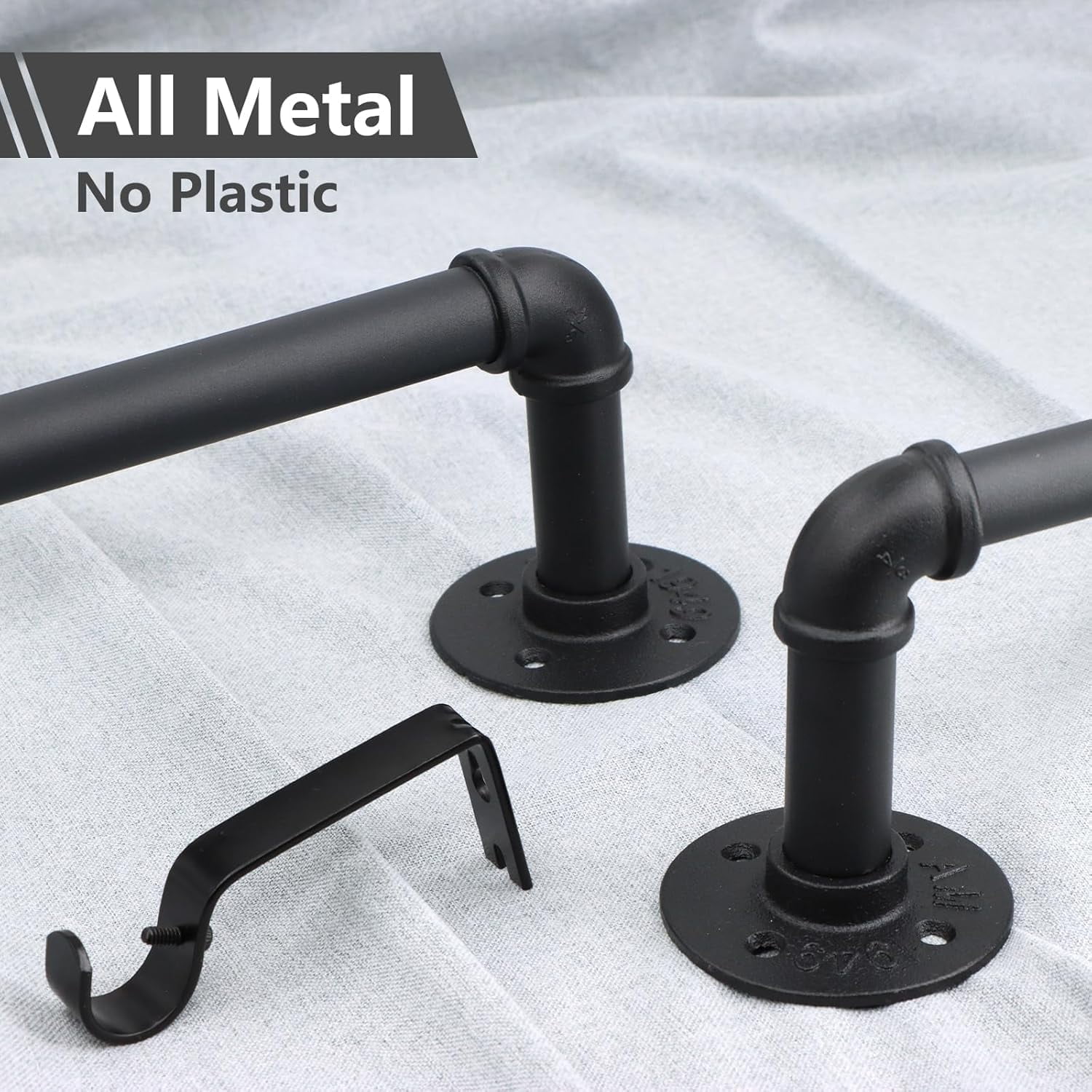 2 Pack Curtain Rods for Windows 48 To 84 Inch Industrial Curtain Rods ...