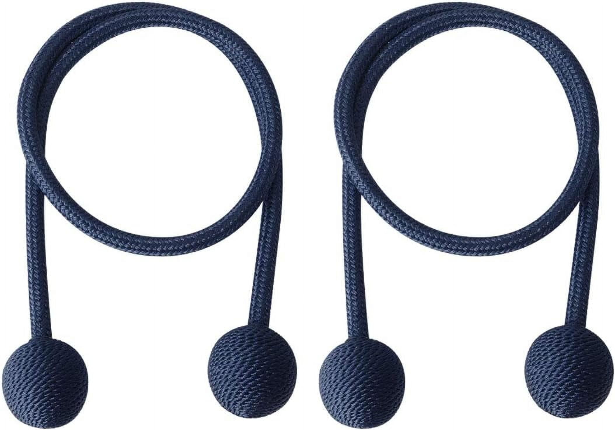 2 Pack Curtain Tiebacks 25.6 Inch Curtain Holdbacks Window Tassels Tie Backs Clips Decorative Rope Curtain Holdback Holder, Navy Blue