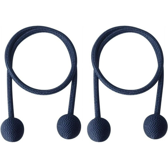 2 Pack Curtain Tiebacks 25.6 Inch Curtain Holdbacks Window Tassels Tie Backs Clips Decorative Rope Curtain Holdback Holder, Navy Blue