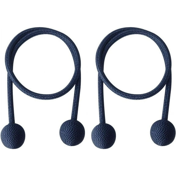 2 Pack Curtain Tiebacks 25.6 Inch Curtain Holdbacks Window Tassels Tie Backs Clips Decorative Rope Curtain Holdback Holder, Navy Blue