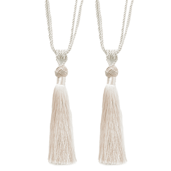 2 Pack Curtain Tiebacks Handmade Decorative Curtain Holdbacks Rope with Tassel- Beige