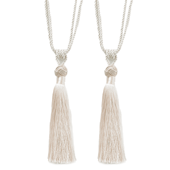2 Pack Curtain Tiebacks Handmade Decorative Curtain Holdbacks Rope with Tassel- Beige