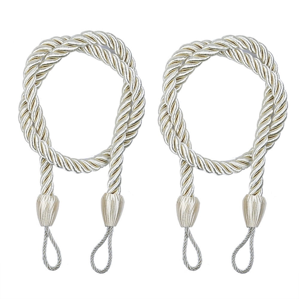2 Pack Curtain Tiebacks Rope, Outdoor Curtain Tiebacks, Natural Cotton ...