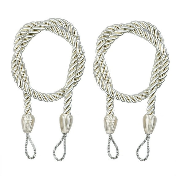 2 Pack Curtain Tiebacks Rope, Outdoor Curtain Tiebacks, Natural Cotton Curtain Ties, Village Rural Rustic Curtain Holdbacks, Farmhouse Nautical Curtain Tie Backs Holders for Drapes (Beige)
