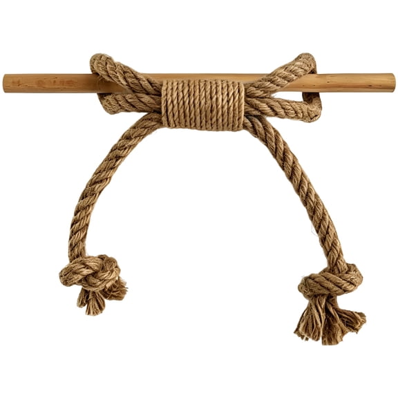 2Pack Curtain Tiebacks Rustic Jute & Cotton HandWoven Bowknot with 11.8" Wood Stick & 9.8" Rope, Bohemian Farmhouse Tiebacks for Window Drapes & Sheer Curtains