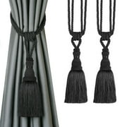 Bel Avenir Tiebacks Holdbacks Home Office Hotel Decorative Black Curtain 2 Count