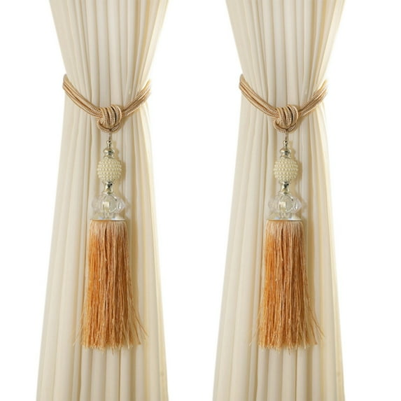 2 Pack Curtain Tiebacks with Tassel, Outdoor Decorative Curtain Holdback, Modern Rope Window Curtain Ties Backs Draperies Holder for Office Home Window Decoration