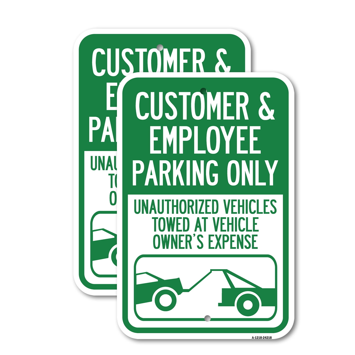 (2 Pack) Customer and Employee Parking Only Unauthorized Vehicles Towed ...