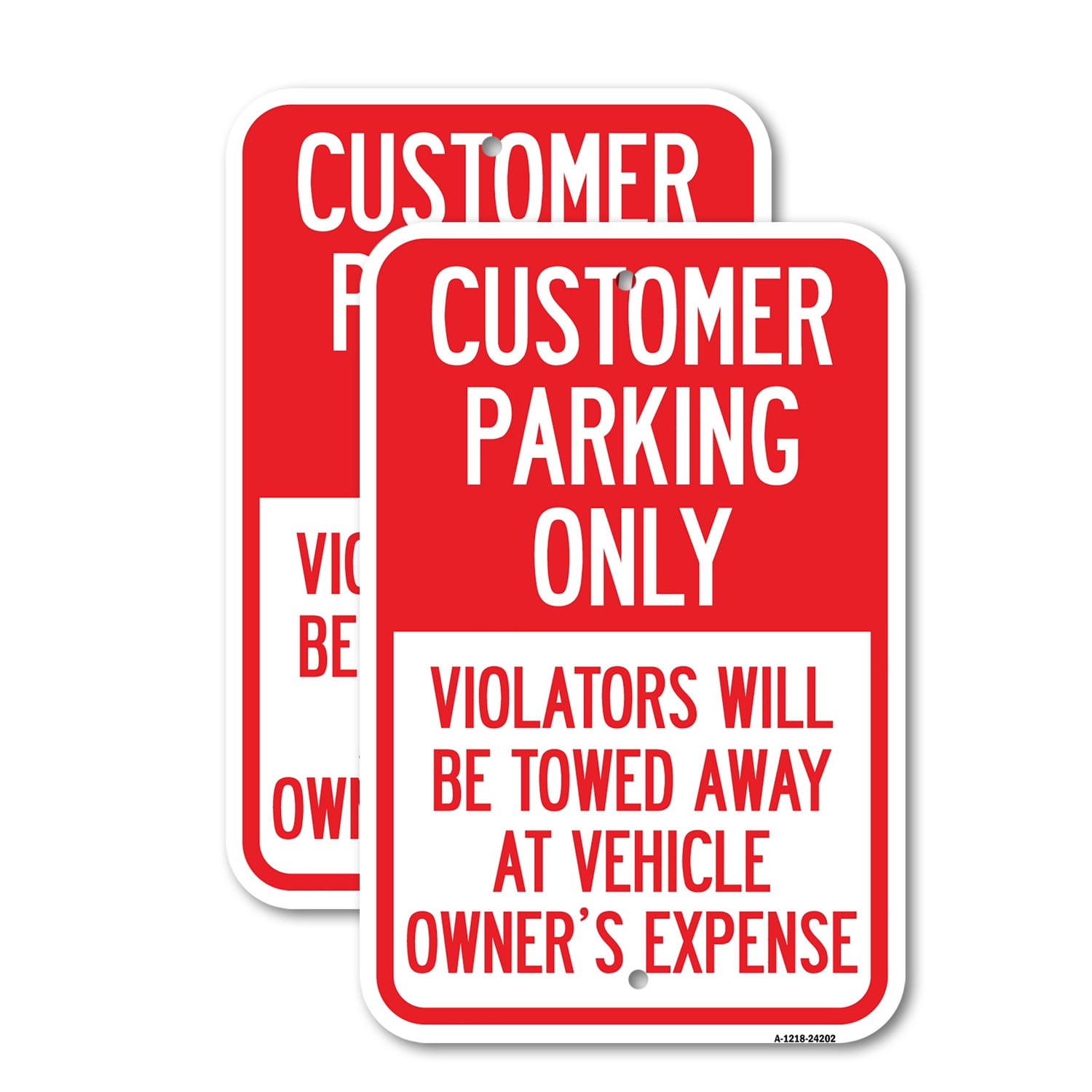 (2 Pack) Customer Parking Only Violators Will Be Towed Away at Vehicle ...
